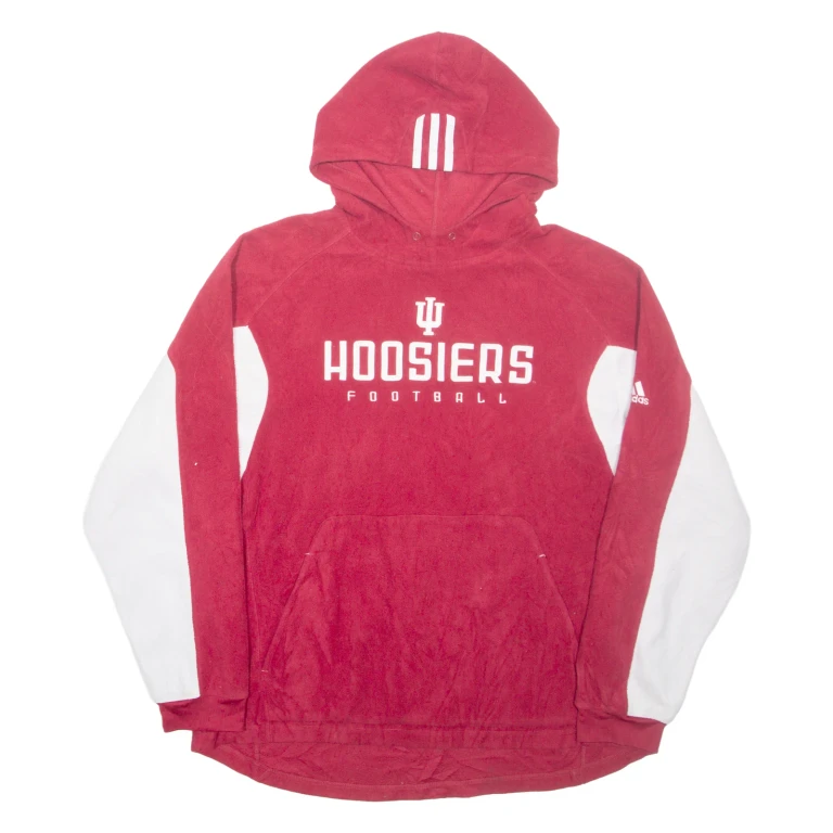 ADIDAS Hoosiers Football Fleece Mens Red Hoodie L