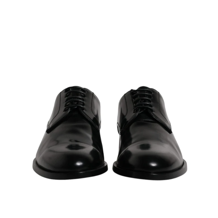 Dolce & Gabbana Black Calfskin Leather Derby Lace Up Formal Dress Shoes Calf - Men
