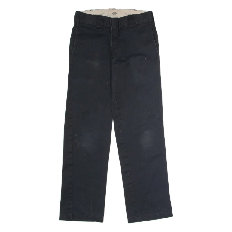 DICKIES Workwear Mens Twill Trousers Black Slim Straight W30 L32