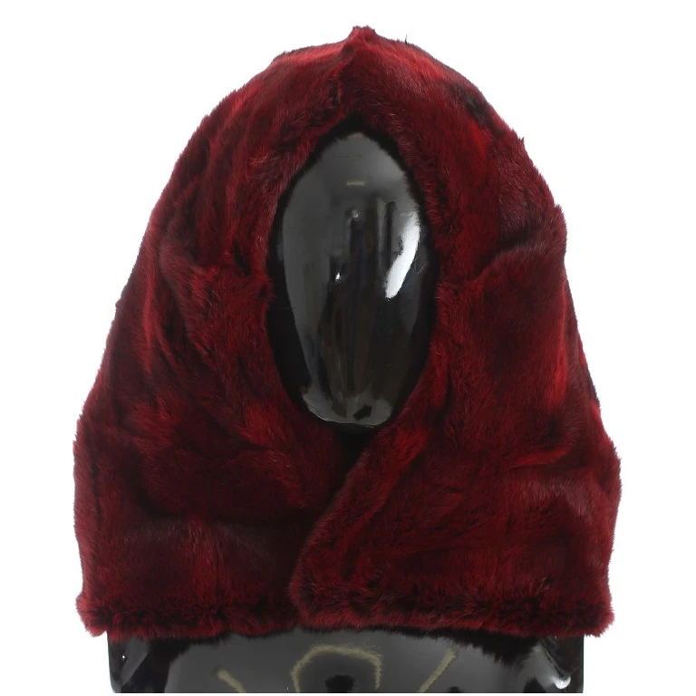 Dolce & Gabbana Bordeaux Hamster Fur Crochet Hood Scarf Hat - Women