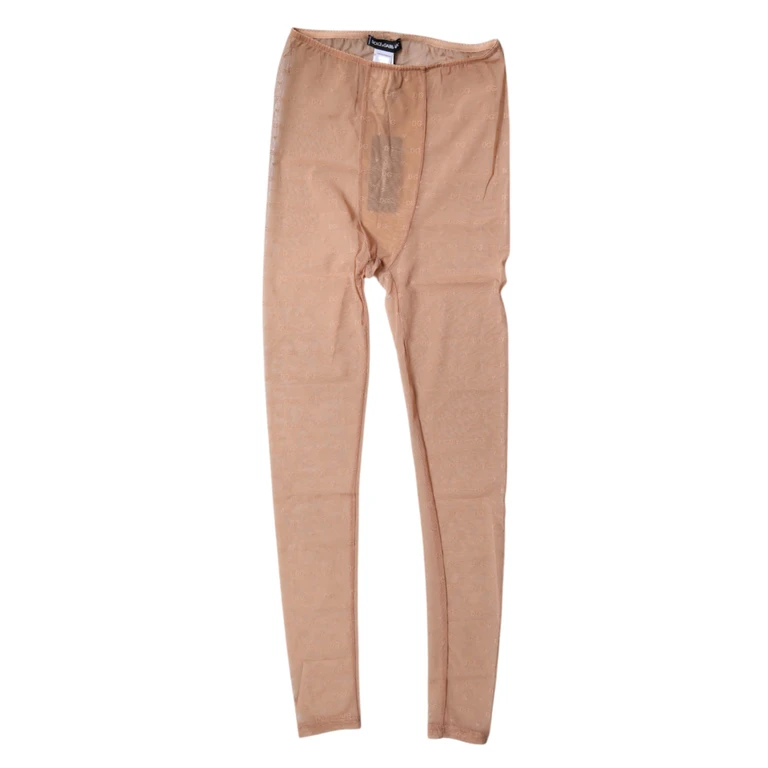 Dolce & Gabbana Nude Beige Logo Lace Lingerie Pants Underwear Nylon Spandex - Women