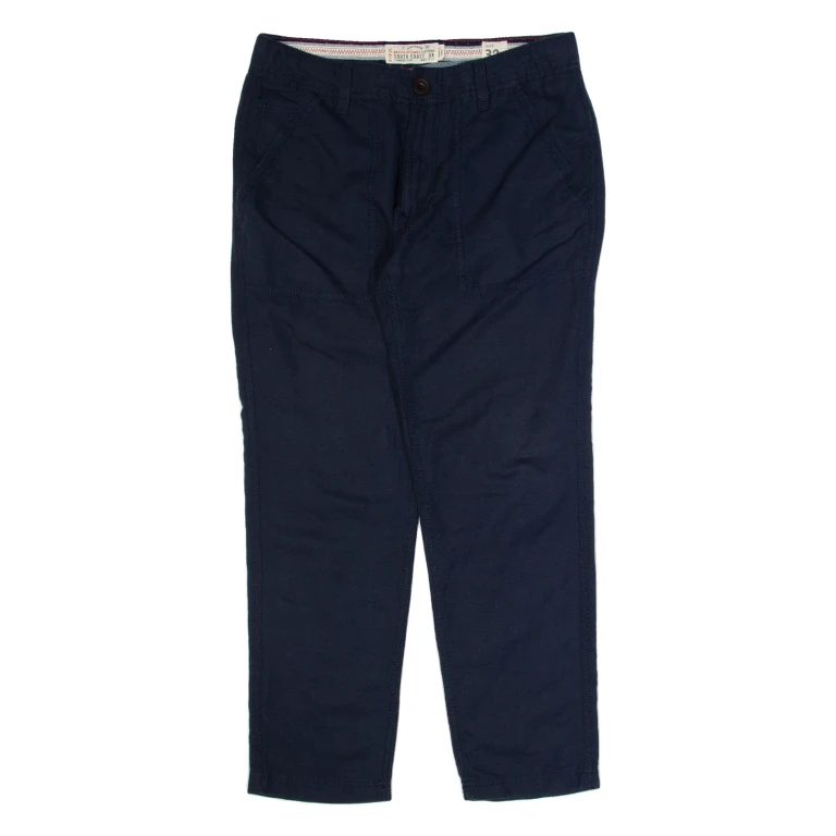 FAT FACE Womens Trousers Blue Slim Tapered Linen W32 L28
