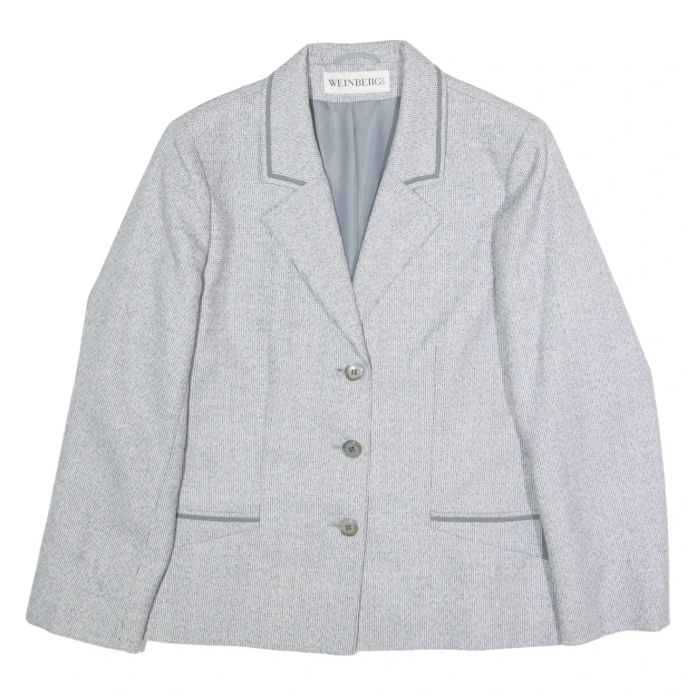 WEINBERG Womens Blazer Jacket Grey Wool 90s UK 16