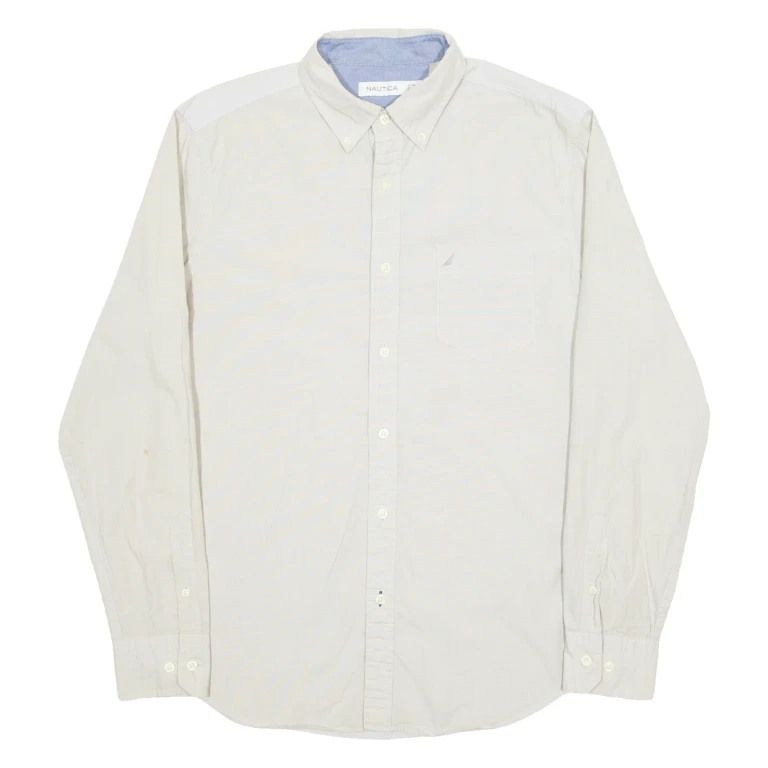 NAUTICA Mens Plain Shirt Beige Long Sleeve L