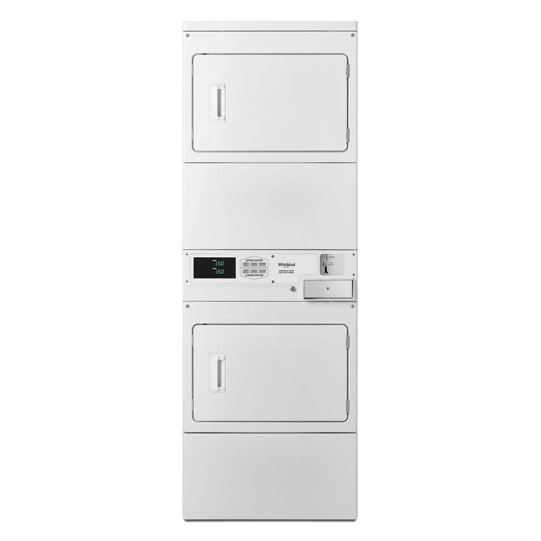 Commercial Electric Stack Dryer with Factory-Installed Coin Drop and Coin Box in White