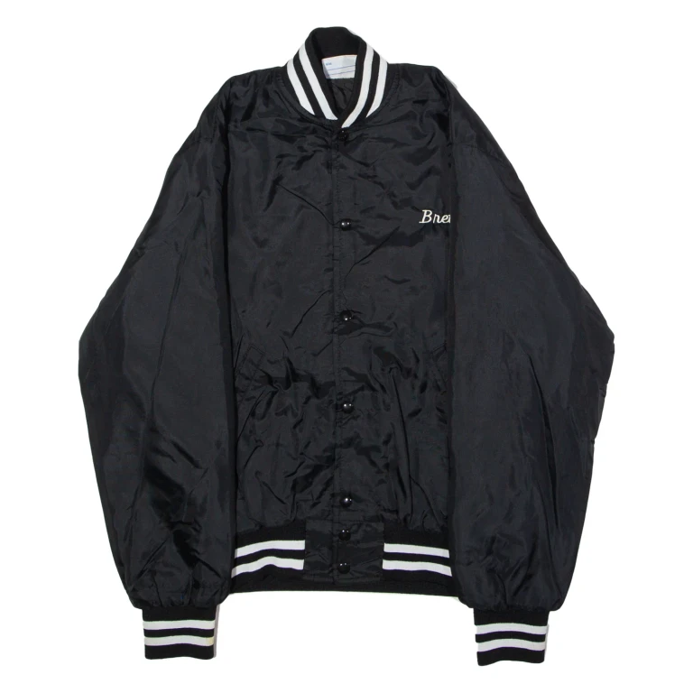 GEM SPORTSWEAR EYC Youth Sports 'Brett' Mens Bomber Jacket Black Nylon 80s USA M