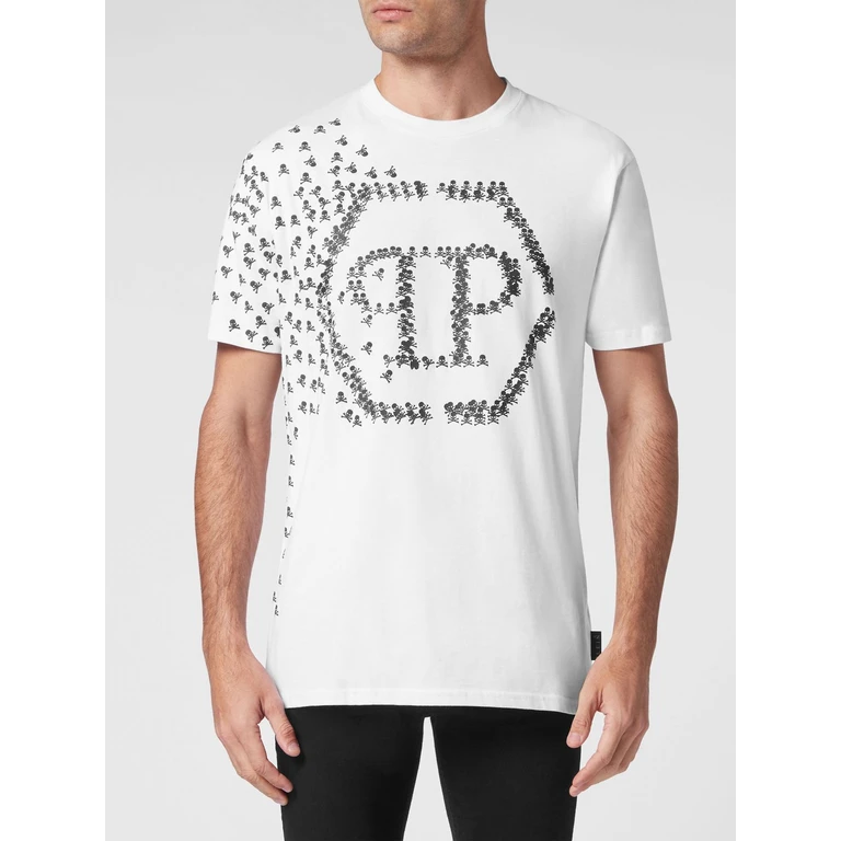 Cotton T-shirt with Contrasting Hexagon Logo Print on the Chest (SACCMTK6190PJY002N01)