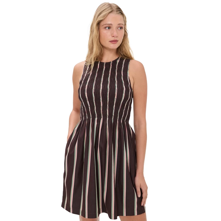 Madewell Madewell x Shopbop Selena Mini Dress Retro Stripe Burnt Cocoa XS