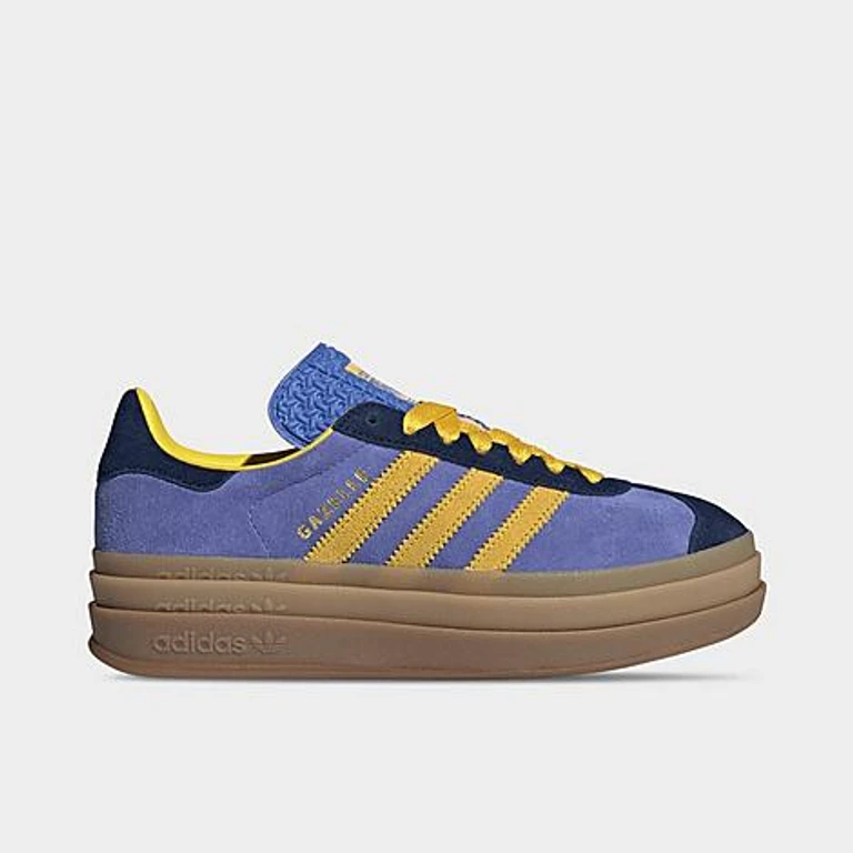 adidas Women's Originals Gazelle Bold Casual Shoes in Night Indigo/Eqt Yellow/Real Lilac Size: 5.0