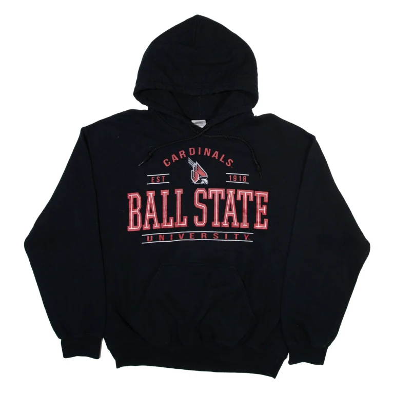 GILDAN Cardinals Ball State Mens Black Hoodie USA M