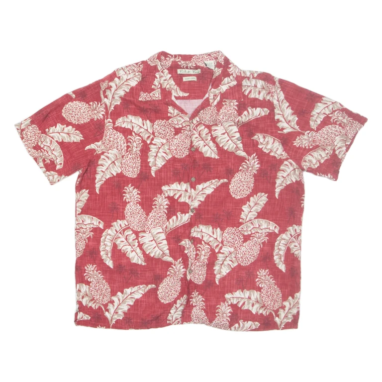 BATIK BAY Mens Hawaiian Shirt Red Floral XL