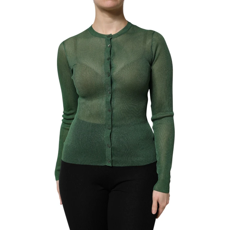 Dolce & Gabbana Green Polyester Long Sleeves Cardigan Sweater Clothing - Women