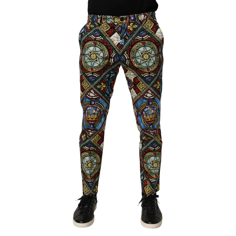 Dolce & Gabbana Multicolor Stained Glass Window Style Print Men Pants Co+03 - Men