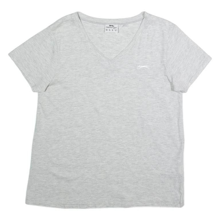 SLAZENGER Womens T-Shirt Grey V-Neck M