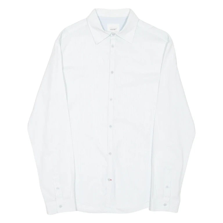 GUESS Mens Shirt Blue Striped Long Sleeve S