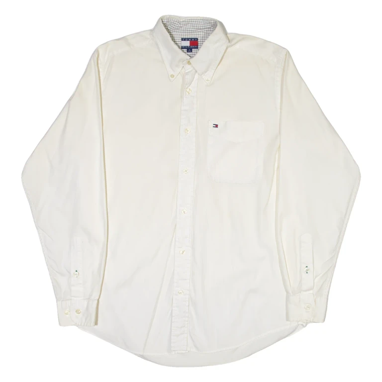 TOMMY BAHAMA Mens Plain Shirt Cream Long Sleeve S