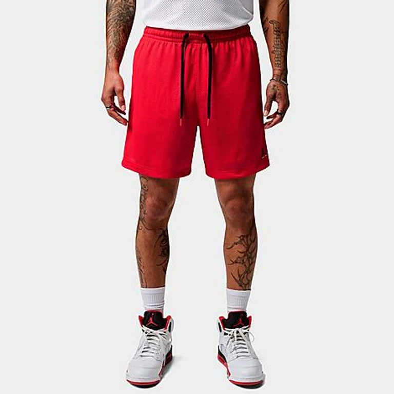 Nike Men's Jordan Brooklyn Champ Mesh Basketball Shorts in University Red/Black Size: XS