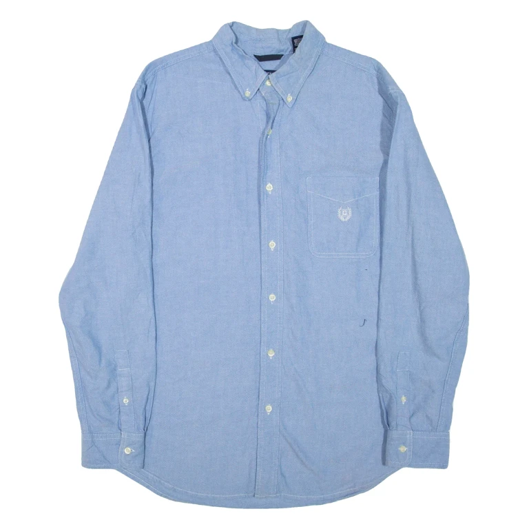 CHAPS Mens Plain Shirt Blue Long Sleeve L