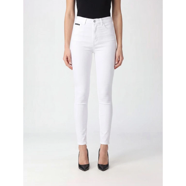 High-Waisted Skinny Cropped Jeans in Stretch Denim with Logo (PABCWDT2020PDE004N01SO)
