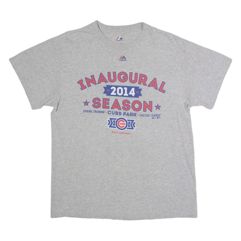 MAJESTIC Chicago Cubs 2014 Inaugural Season Mens T-Shirt Grey USA Crew Neck M