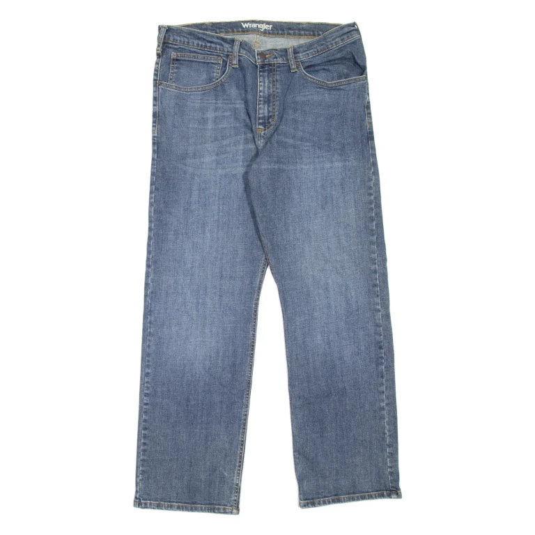 WRANGLER Mens Jeans Blue Regular Straight Stone Wash W34 L30