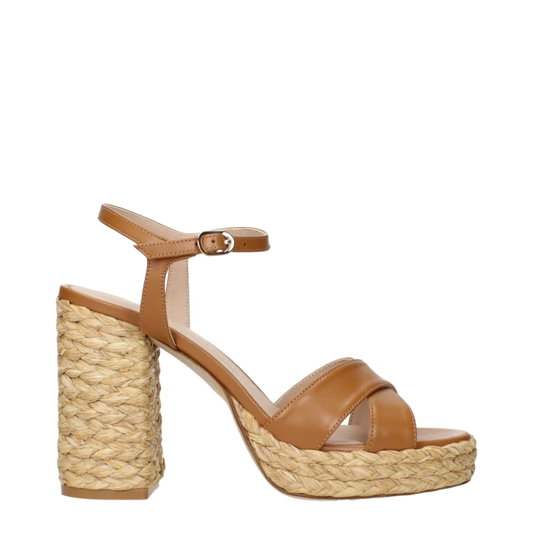 Brown Leather Platform Sandals - Women
