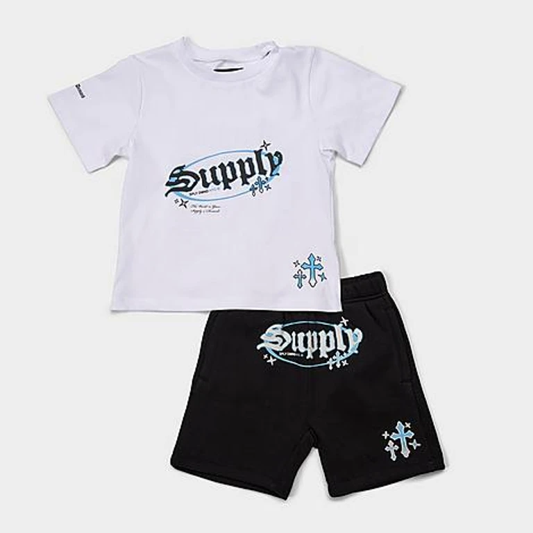 Little Kids Trebport T-Shirt and Shorts Set in Black/White Size: 4