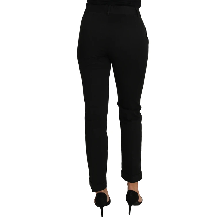 Dolce & Gabbana Black Dress Cropped Straight Pants Cotton - Women
