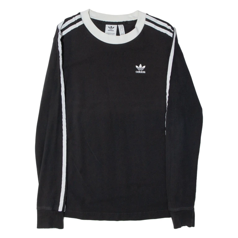 ADIDAS ORIGINALS Womens T-Shirt Black Long Sleeve UK 6