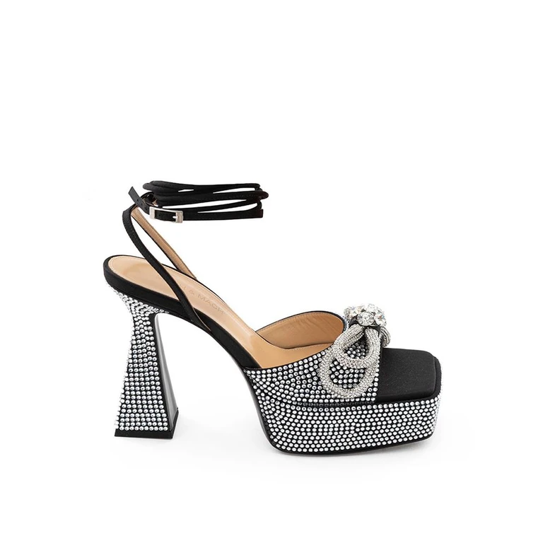 Mach & Mach Black Leather Stiletto Heel Sandals - Women