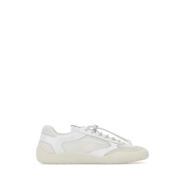 Prada White Leather And Mesh Speedrock Sneakers Bianco - Women