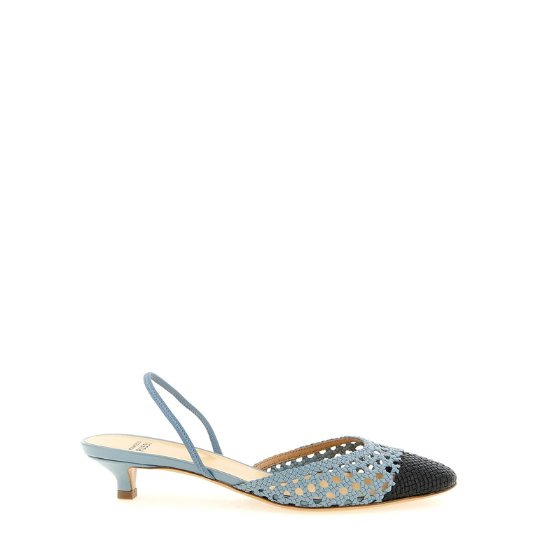 Francesco Russo Blue Goatskin Mid Heel Pumps - Women