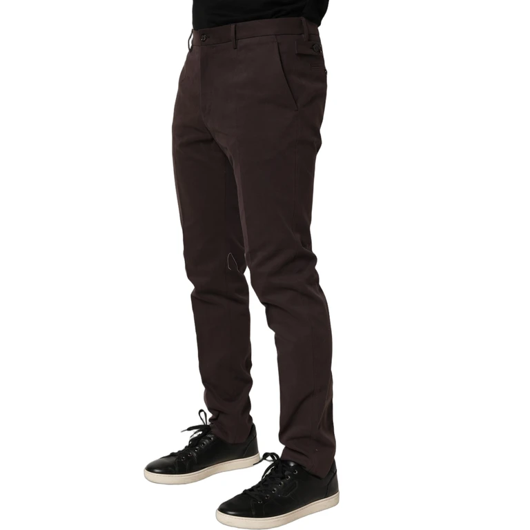 Dolce & Gabbana Brown Cotton Skinny Leg Dress Trouser Pants - Men