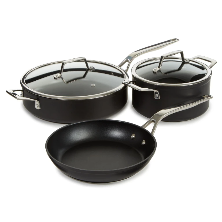 Essentials 5Pc Nonstick Hard Anodized Cookware Starter Set, Black