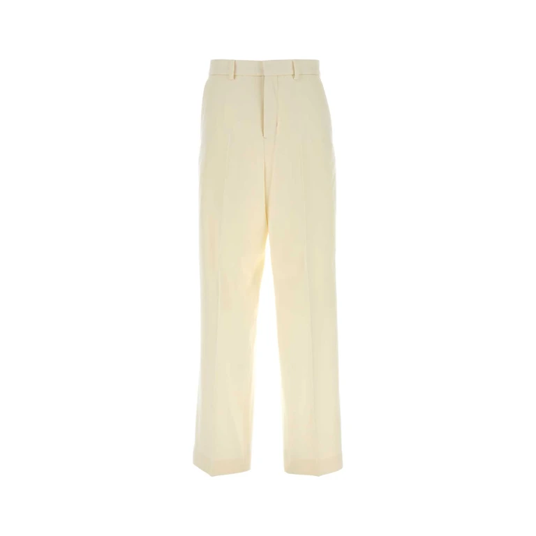 Ivory Wool Wide-Leg Pant Ivoire Exterior: Virgin Pantaloni - Women