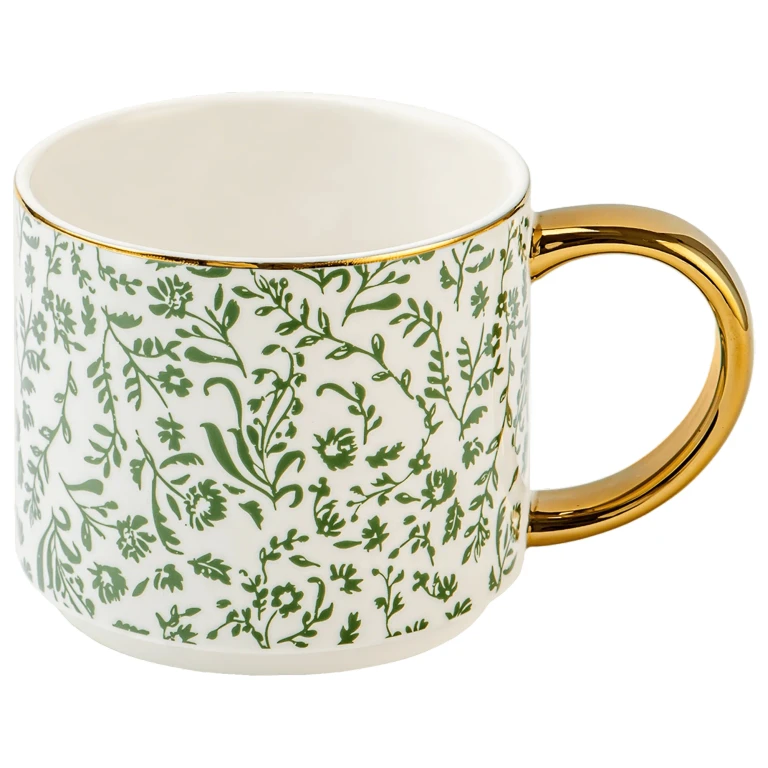 Green Ditsy Floral 14 oz Coffee Mug