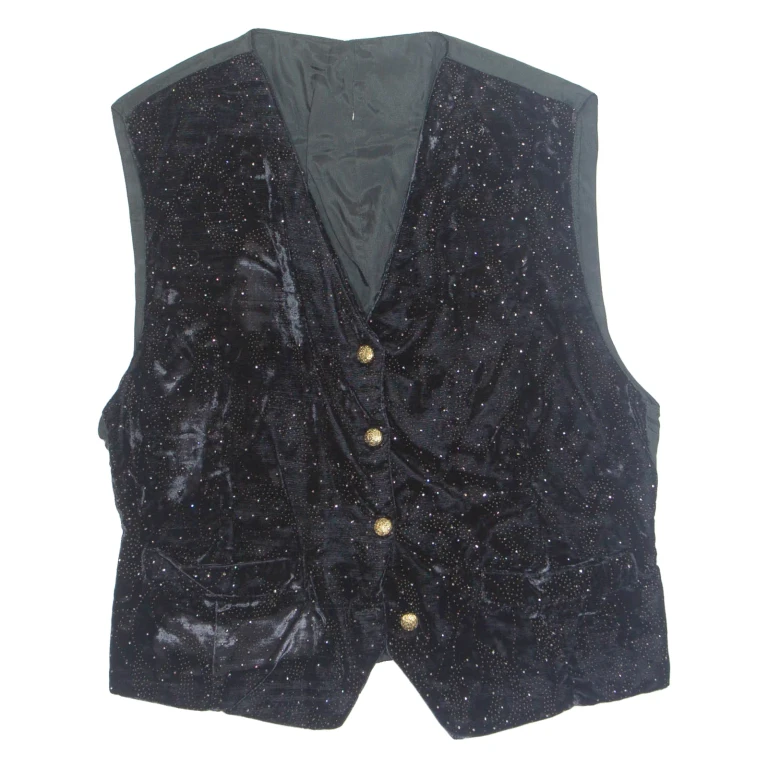 Womens Waistcoat Black V-Neck Sleeveless M