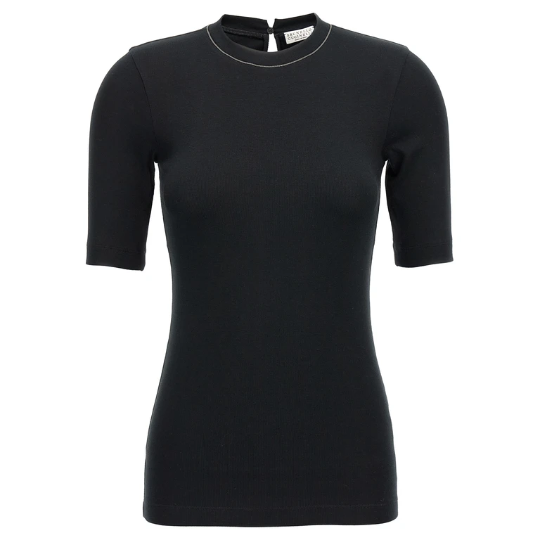 Brunello Cucinelli Black Cotton T-Shirt - Women