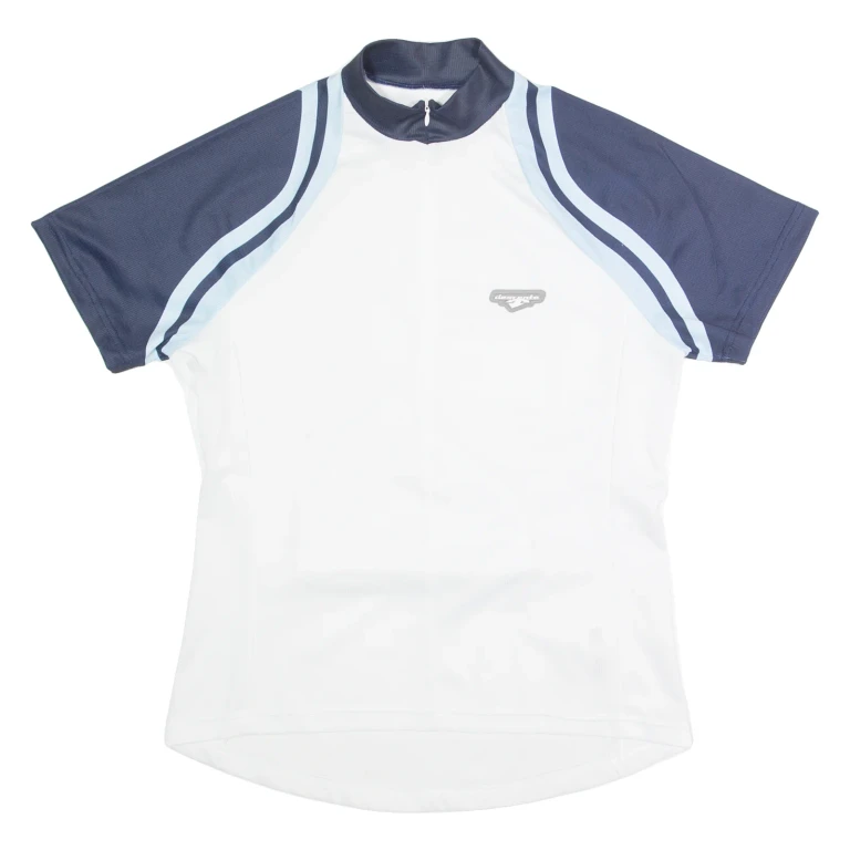 DESCENTE Cycling Zip Up Mens Jersey White High Neck M