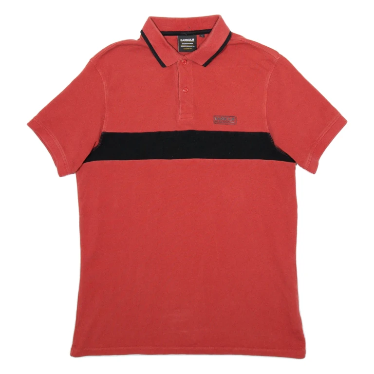 BARBOUR Mens Polo Shirt Red M