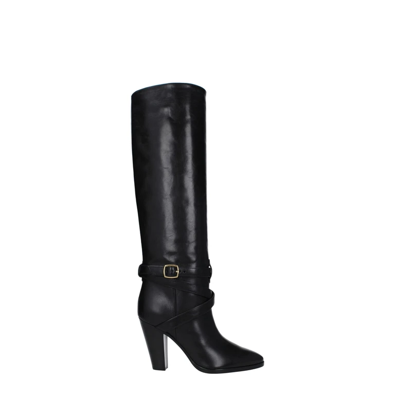 Celine Black Leather High Heel Boots - Women