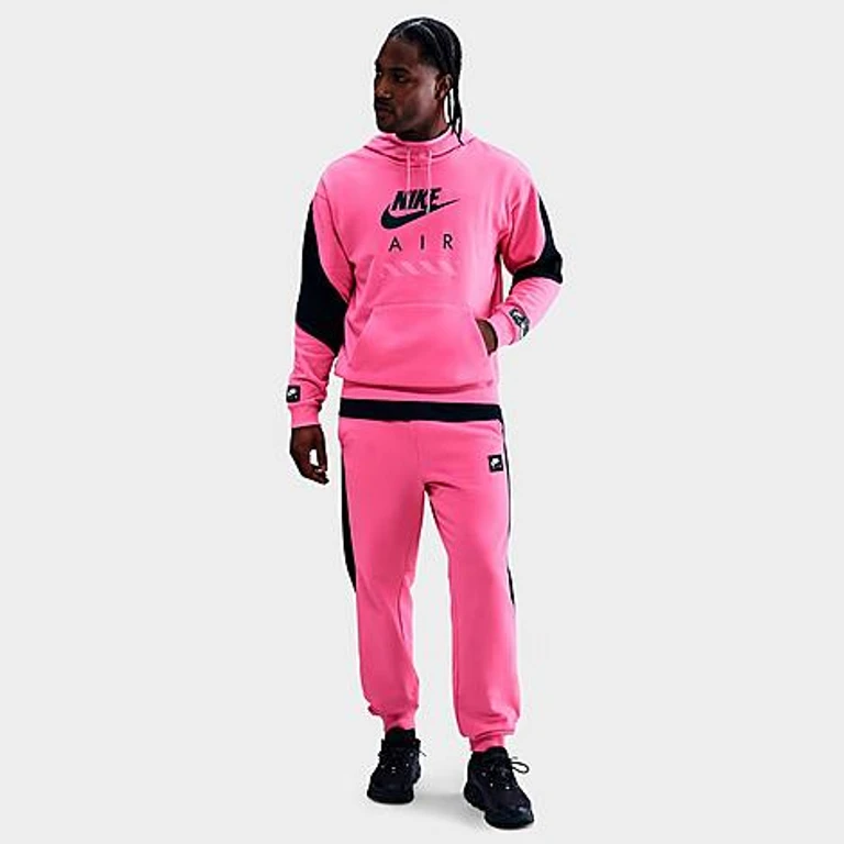 Nike Men's Air Heavyweight Fleece Pullover Hoodie in Pinksicle/Black Size: XS