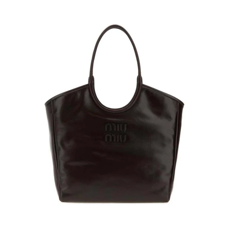 Dark Brown Ivy Leather Shopping Bag Moro Borse A Mano