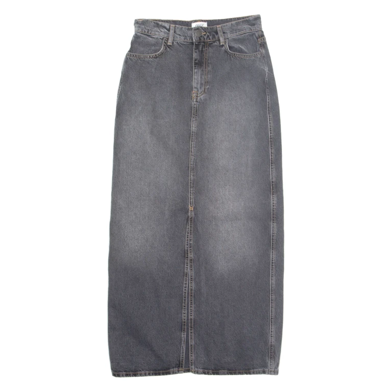 ONLY Womens Straight Skirt Grey Long Denim XS