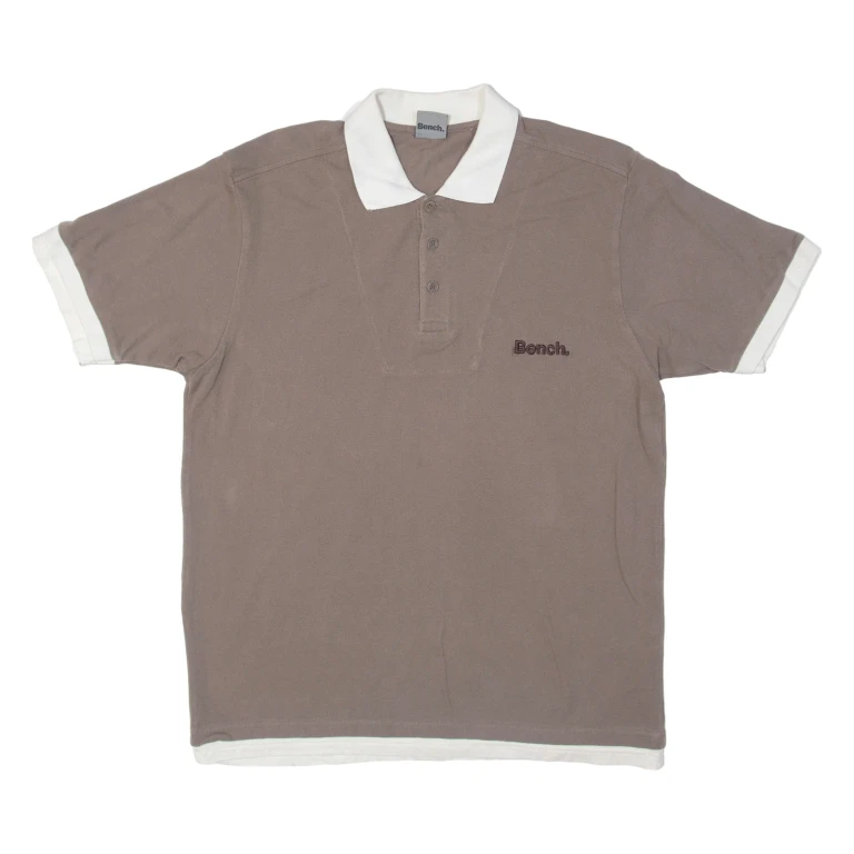 BENCH Double Layered Mens Polo Shirt Brown XL