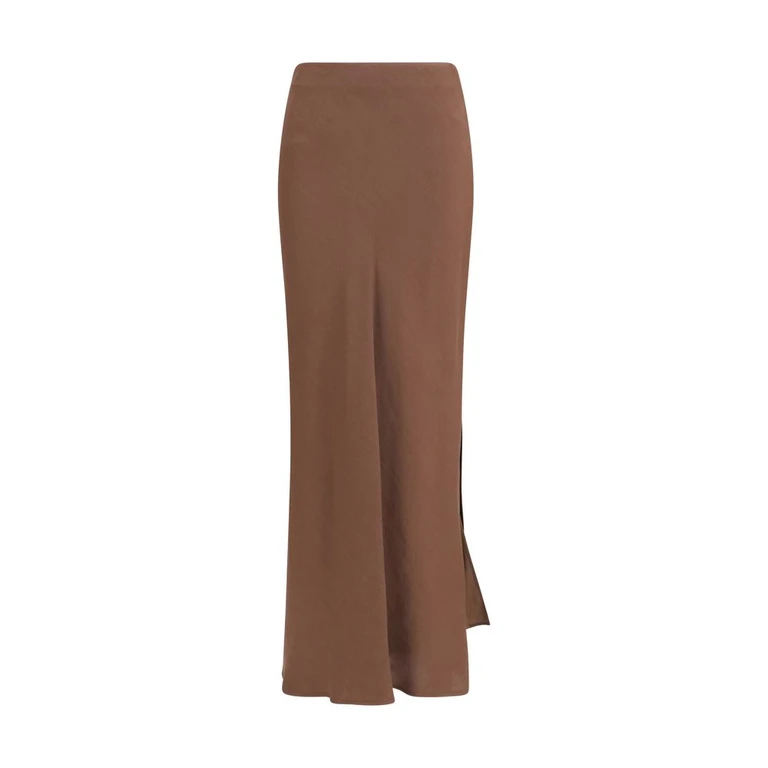 Brown Viscose Long Skirt - Women