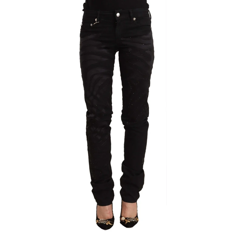 Just Cavalli Black Mid Waist Embellished Skinny Jeans Cotton Elastane Clothing - Women