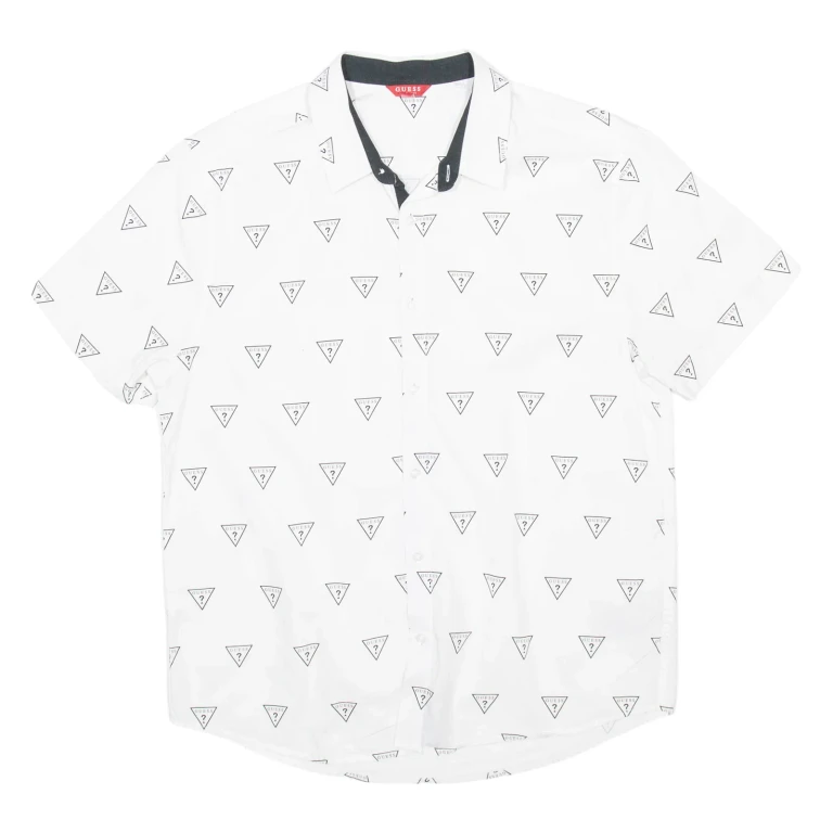 GUESS Mens Shirt White Geometric L