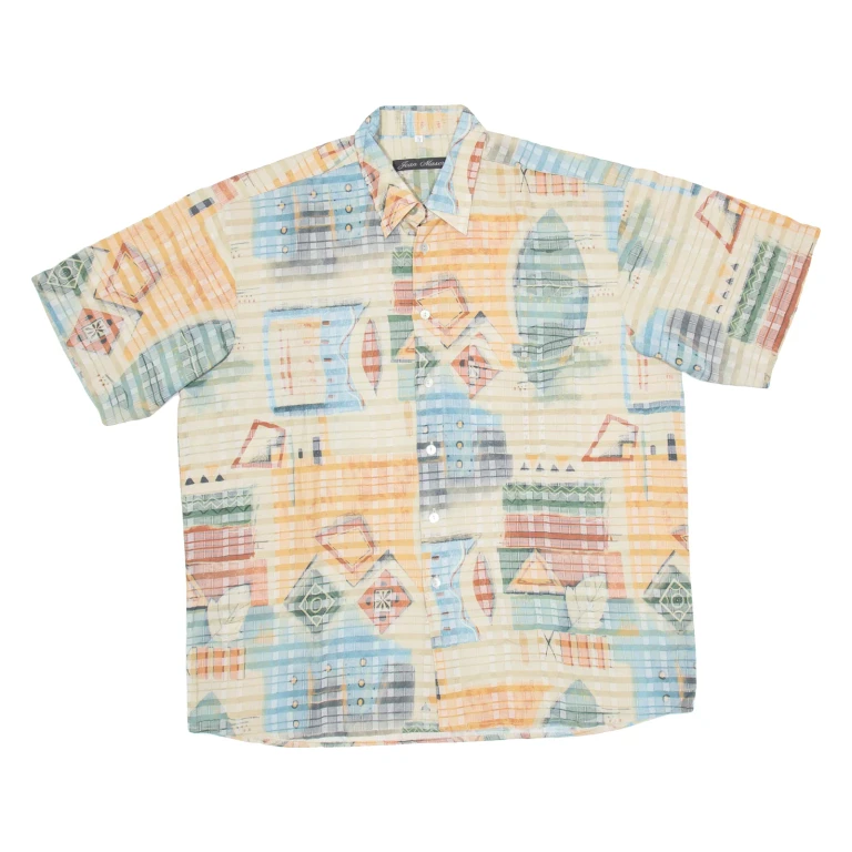 JEAN MASERICK Mens Shirt Brown Crazy Pattern XL