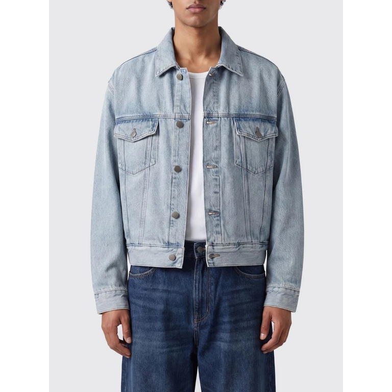 Cotton Denim Shirt Jacket with Multiple Pockets and Metal Buttons (202SP264431FCB)